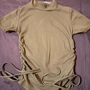 Ribbed Olive Green Women's Top